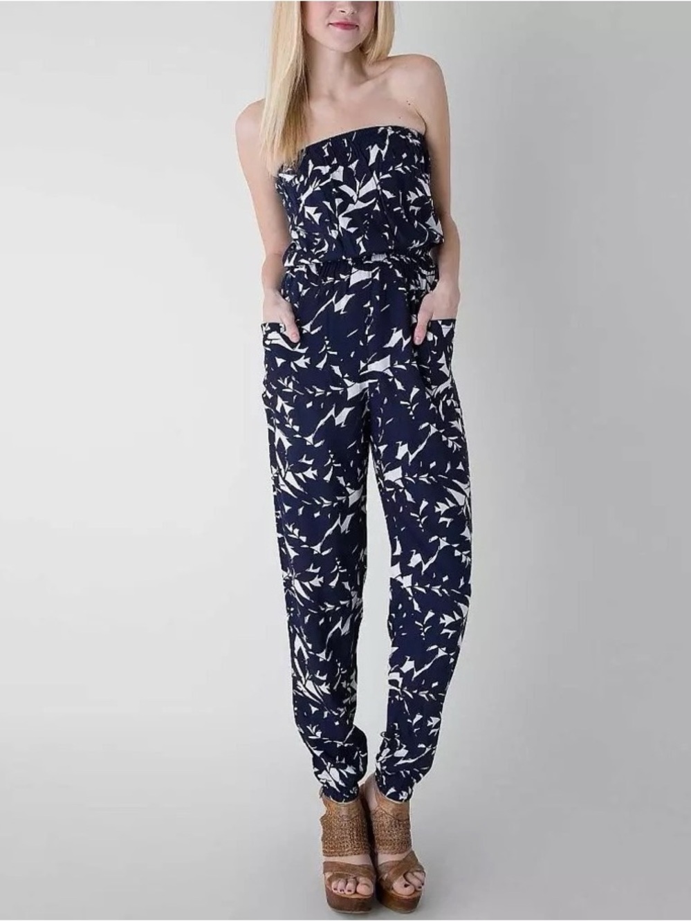 Roxy Navy Printed Jumpsuit